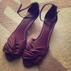 Ralph Lauren, burgundy leather  sandals.